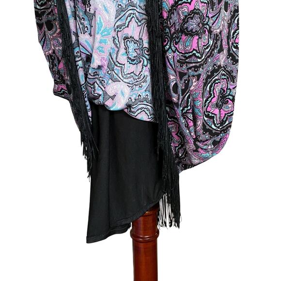 Vtg 00s Y2K Princess Bebe Halter Asymmetric Open Back Midi Dress L V Neck Fringe - Picture 8 of 13